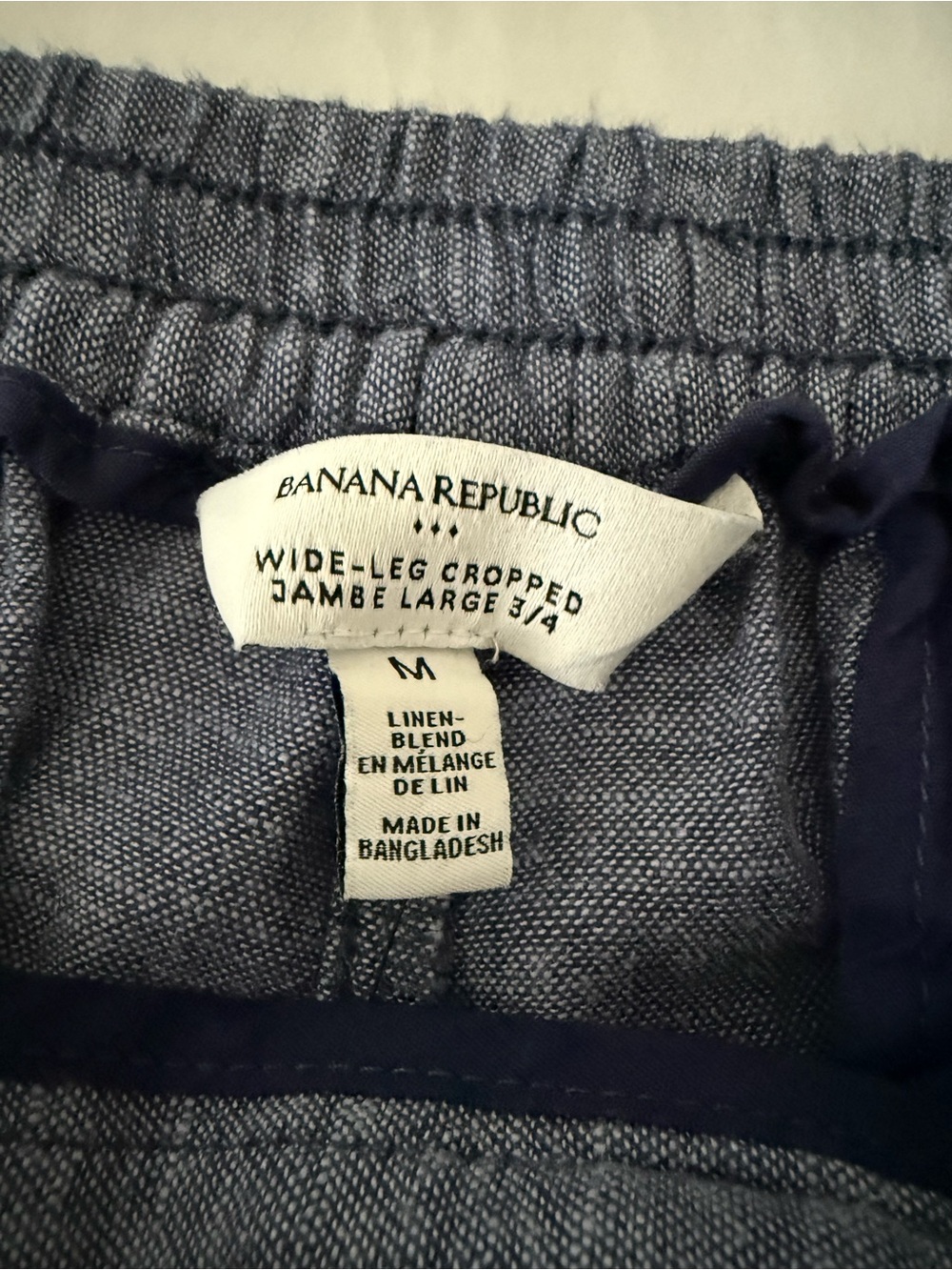 NWT Banana Republic Wide Leg Cropped Pants in Heathered Blue linen Blend - Picture 7 of 11